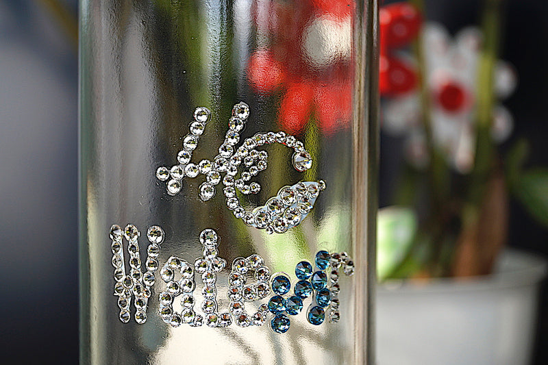 Swarovski crystal-embellished MISS DRINK MORE GLASS WATER BOTTLE