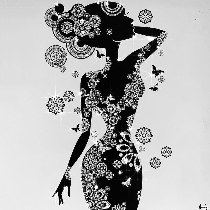 Swarovski crystal-embellished PRETTY GIRL canvas wall art