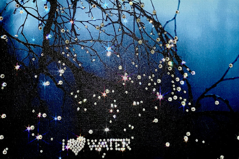 Swarovski crystal-embellished RAINY BOUGH canvas wall art