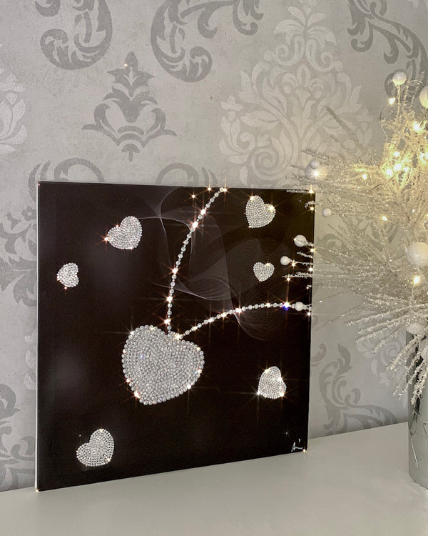 Swarovski crystal-embellished HEART NECKLACE canvas wall art