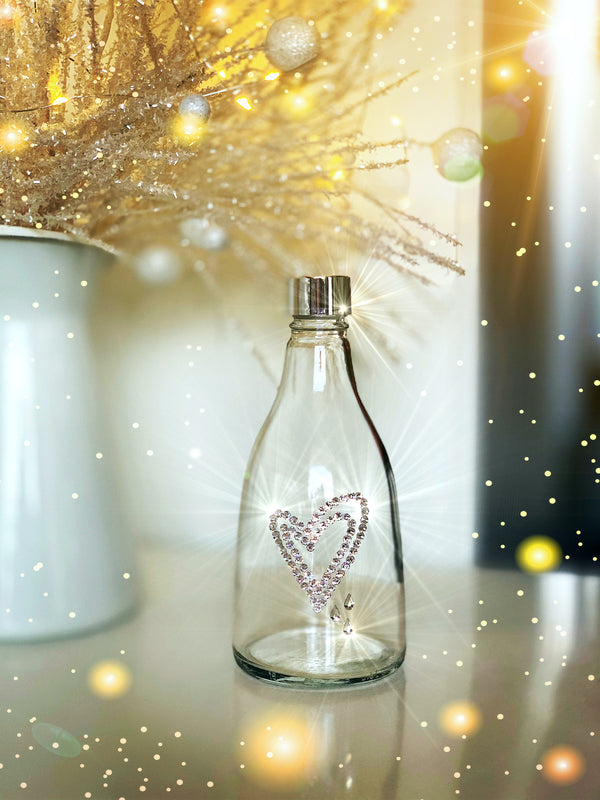 Swarovski crystal-embellished LADY HEART GLASS WATER BOTTLE