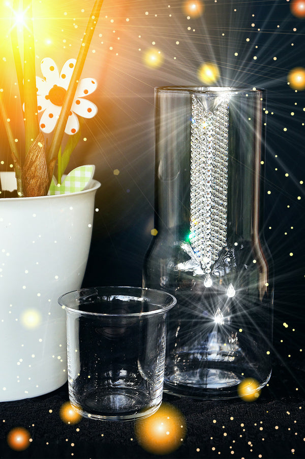 Swarovski crystal-embellished glass water PITCHER WITH CUP